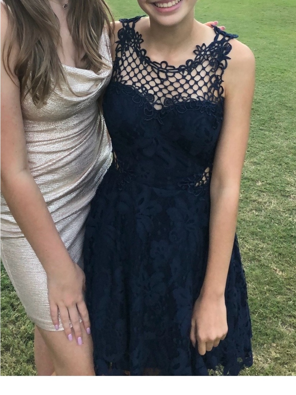 Navy Lace Fit-and-Flare Dress